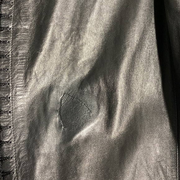 BLACK LEATHER AND KNIT HIGH LOW DRESS with flaw - Picture 9 of 11